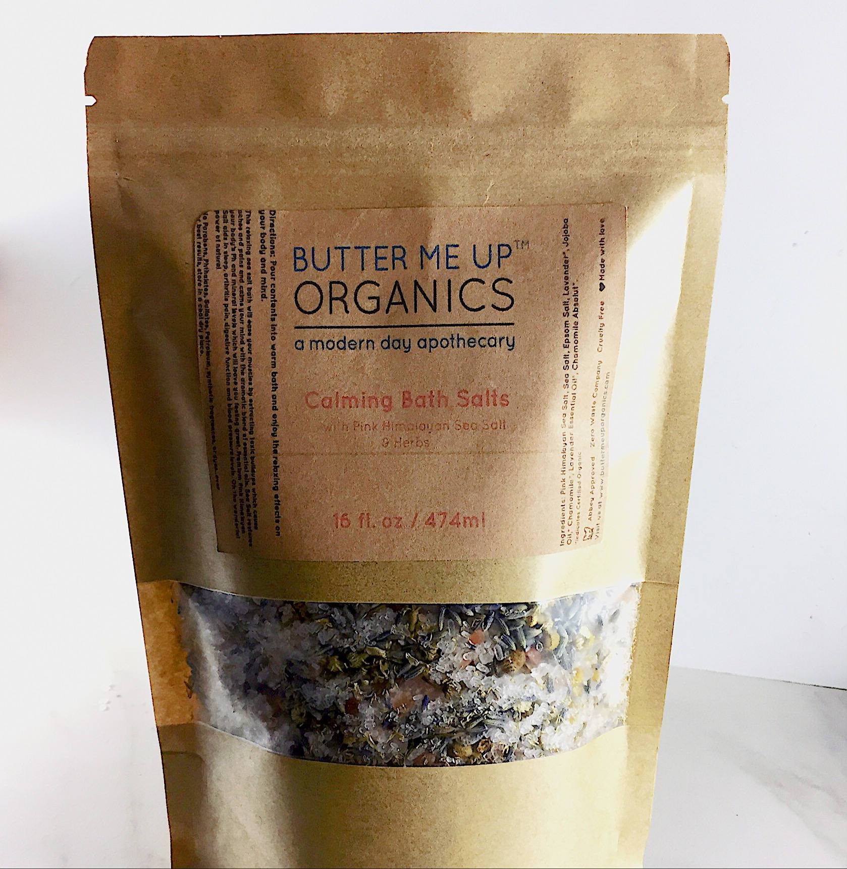 Calming bath salts front detail
