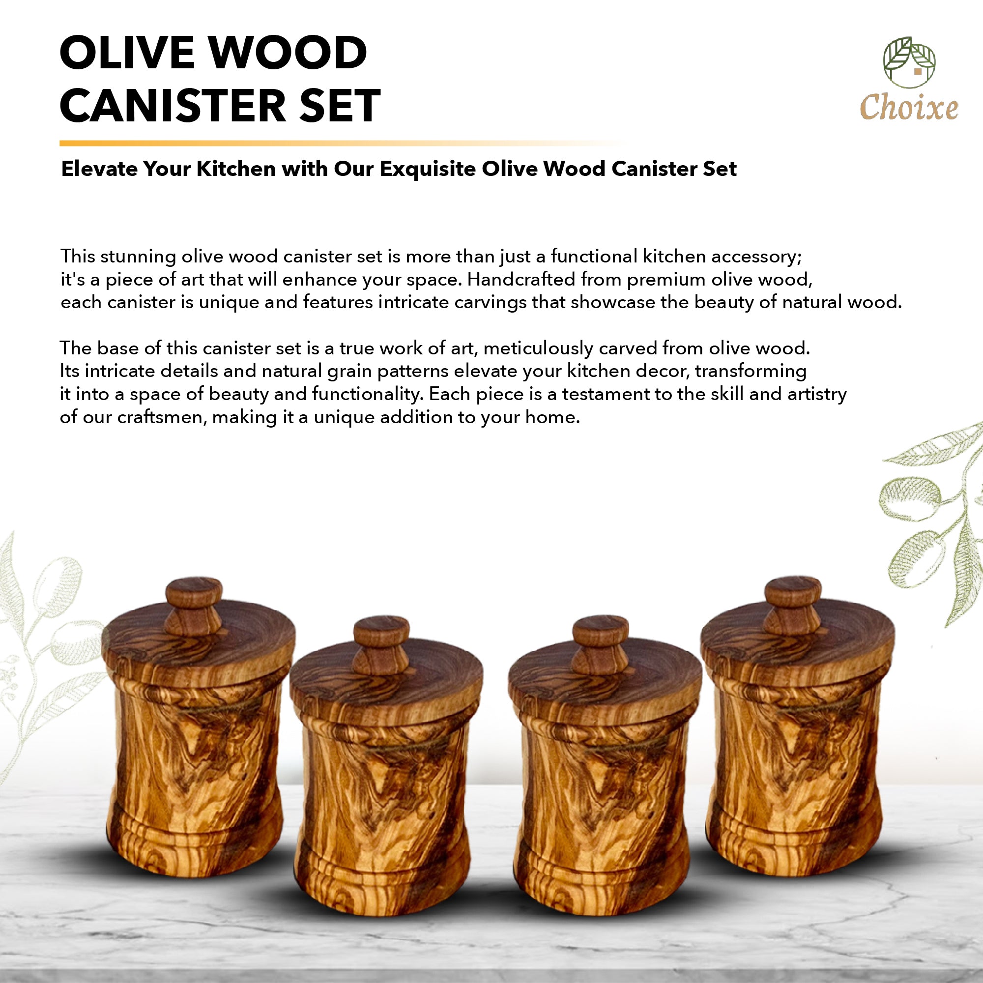 Olive Wood | Canister Set dsp front