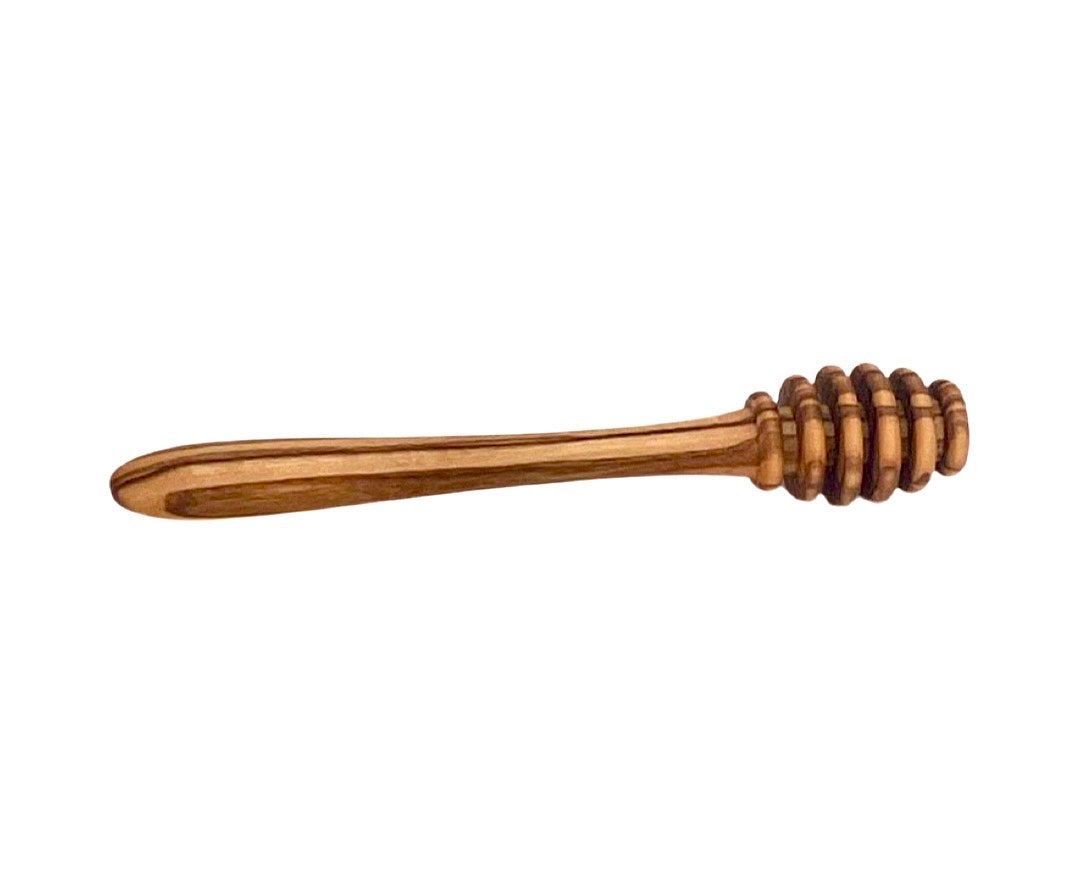 Olive Wood Honey Pot w/Honey Dipper stic_front