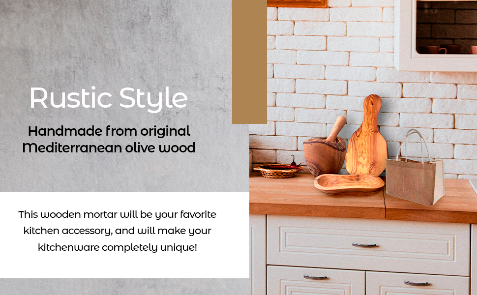 Olive Wood Rustic Mortar and Pestle3_front