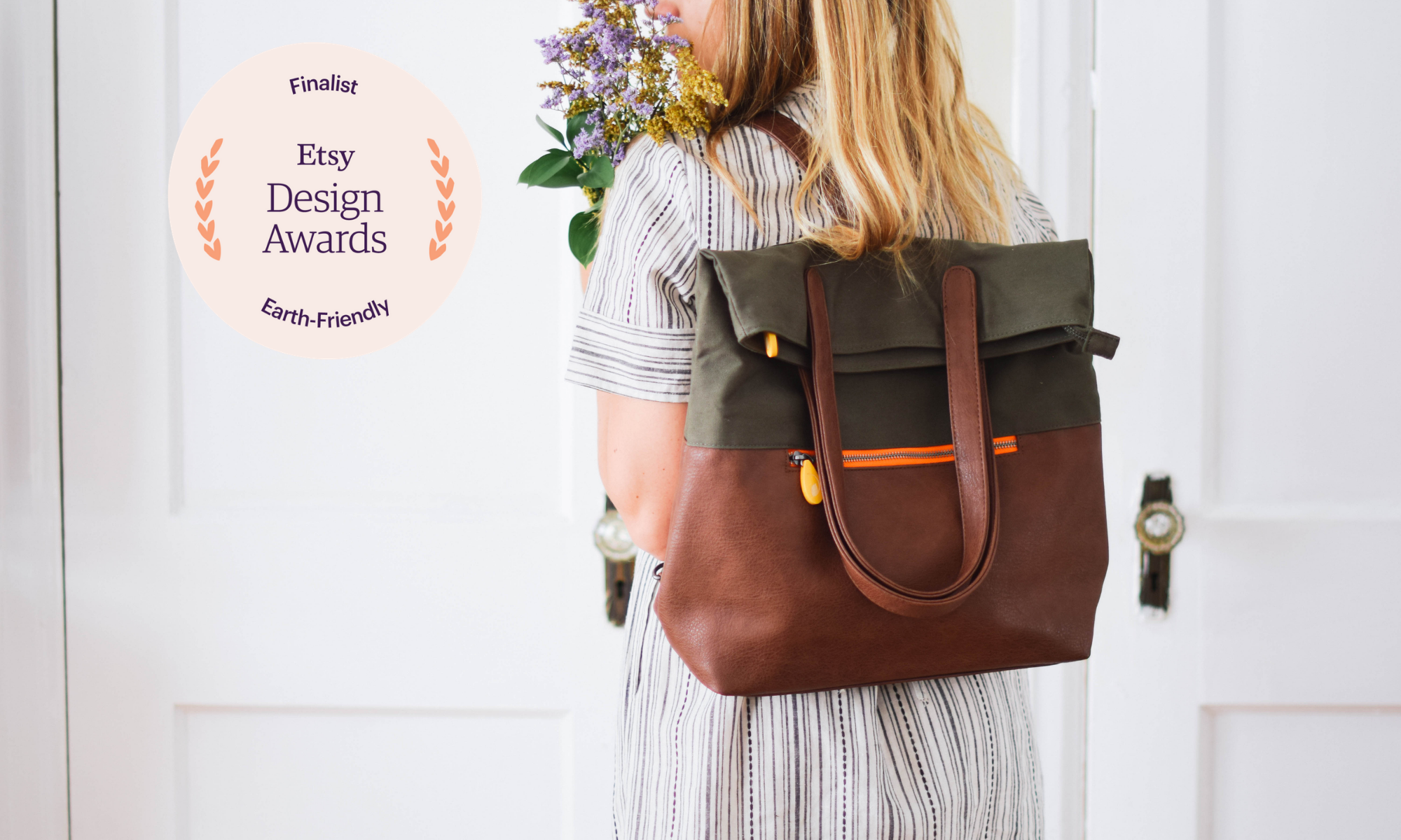 Greenpoint Vegan Backpack Tote Purple Meleager