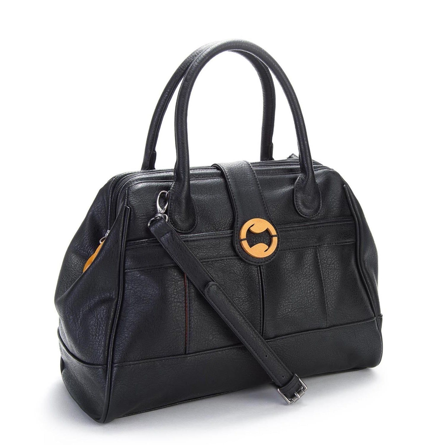 Wythe Doctor's Bag Crossbody, in black and navy gray Purple Meleager