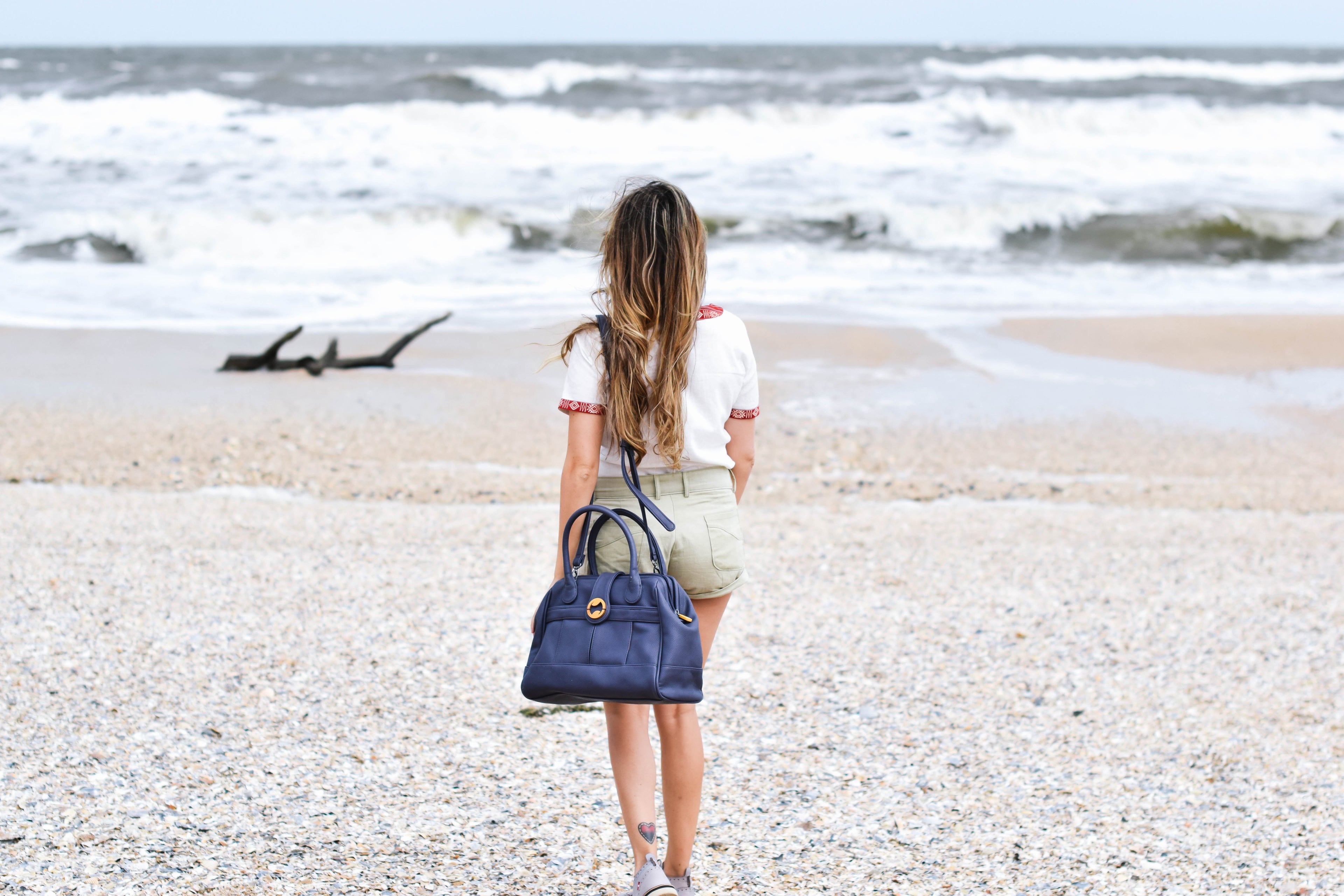 Wythe Doctor's Bag Crossbody, in black and navy gray Purple Meleager