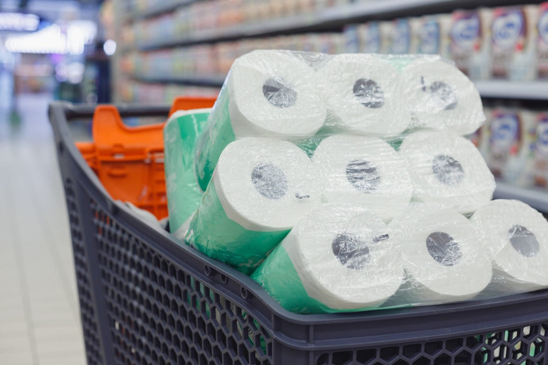 supermarket paper towel display aisle prices consumer products
