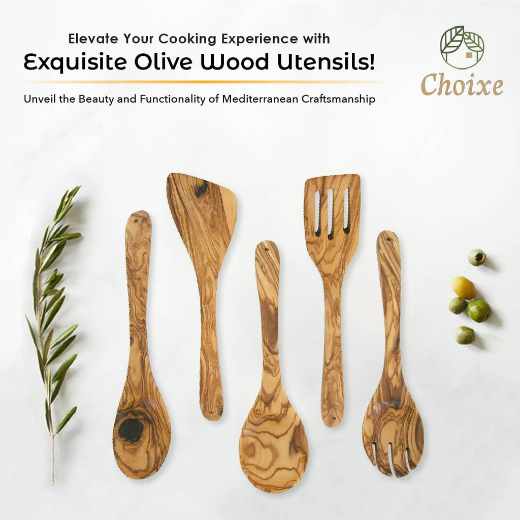 Olive Wood Kitchen Servers Set | 5 Pcs description up