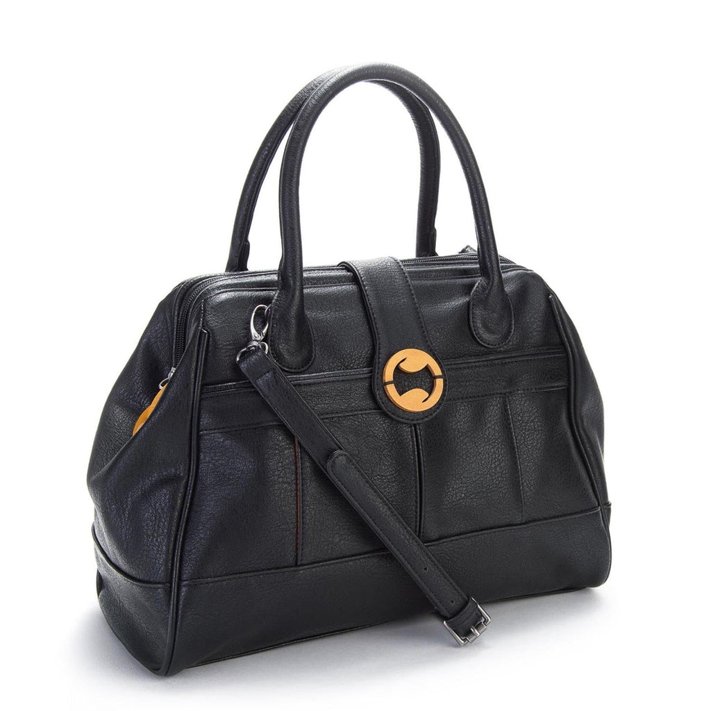 Wythe Doctor's Bag Crossbody, in black and navy gray Purple Meleager