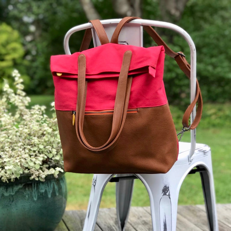 Greenpoint Convertible Backpack with Vegan Leather Purple Meleager
